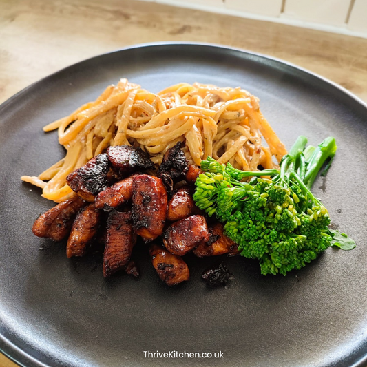 Honey butter Chicken alfredo with tender stem broccoli